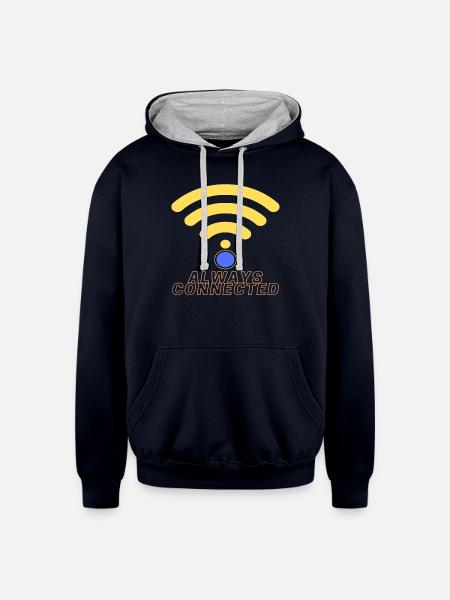 connected - Unisex Contrast Hoodie - navy/heather gray