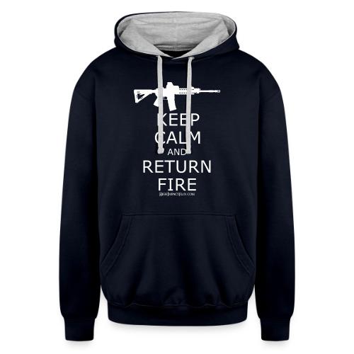 KEEP CALM RETURN FIRE WHITE - Unisex Contrast Hoodie