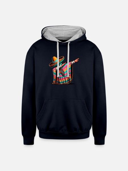 Dabbing Mexican Fiesta - Unisex Contrast Hoodie - navy/heather gray
