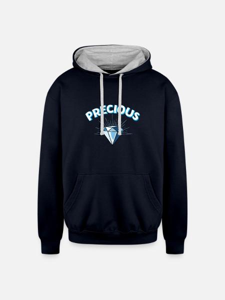 Precious Sparkling Glitter Diamond - Unisex Contrast Hoodie - navy/heather gray