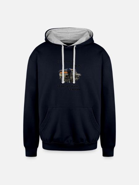 Ode to Rolls Royce Merlin Engine - Unisex Contrast Hoodie - navy/heather gray