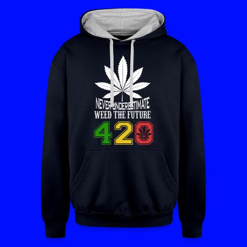 Chuckling 420 Future of Herb Weed Marijuana Design - Unisex Contrast Hoodie