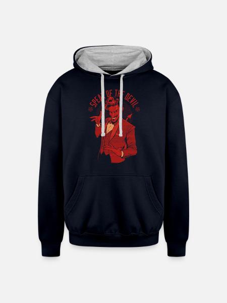 Speak Of The Devil - Unisex Contrast Hoodie - navy/heather gray