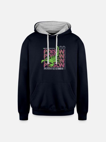 Poison - Unisex Contrast Hoodie - navy/heather gray
