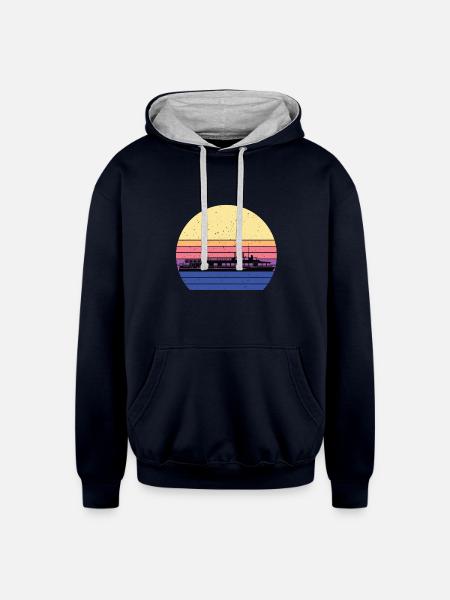 Ferry - Unisex Contrast Hoodie - navy/heather gray
