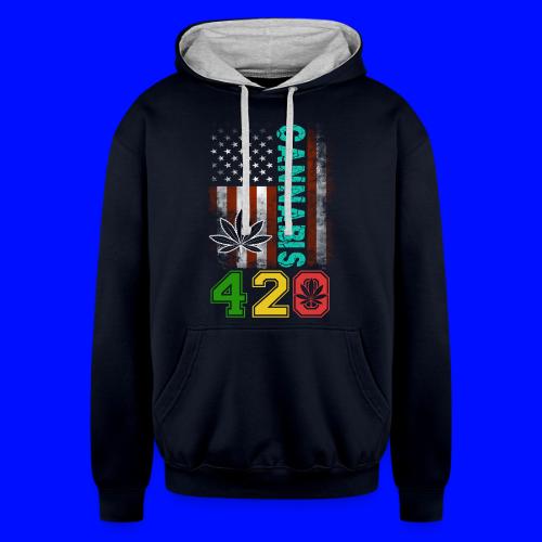 Amusing 420 American Herb Weed Marijuana Design - Unisex Contrast Hoodie