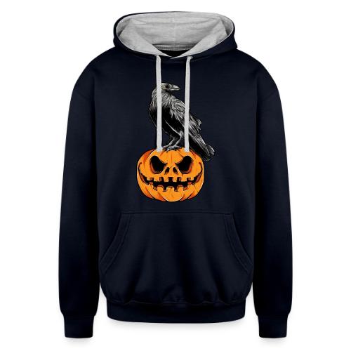 The Raven and Pumpkin - Unisex Contrast Hoodie