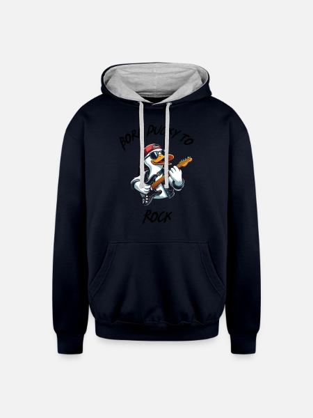 Born Ducky to Rock - Unisex Contrast Hoodie - navy/heather gray