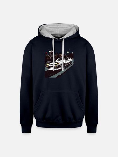 Toyota AE86 - Unisex Contrast Hoodie - navy/heather gray