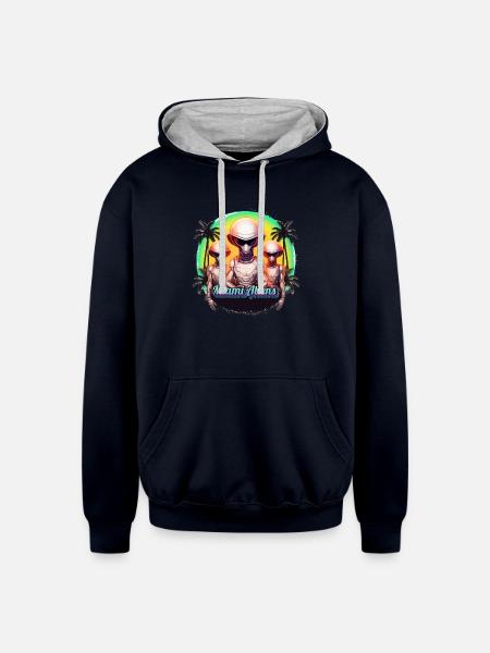 miami aliens - Unisex Contrast Hoodie - navy/heather gray