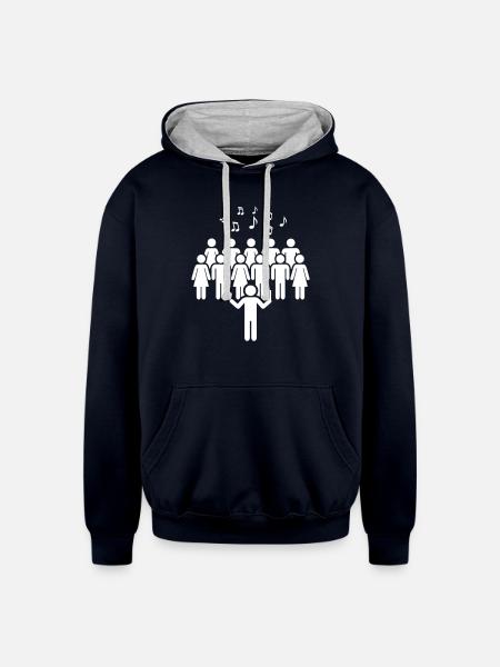 Choir - Unisex Contrast Hoodie - navy/heather gray