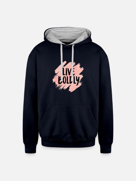 Live Boldly - Unisex Contrast Hoodie - navy/heather gray