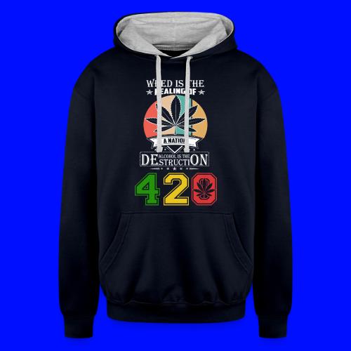 The Power of Weed, Healing the Nation with Weed - Unisex Contrast Hoodie