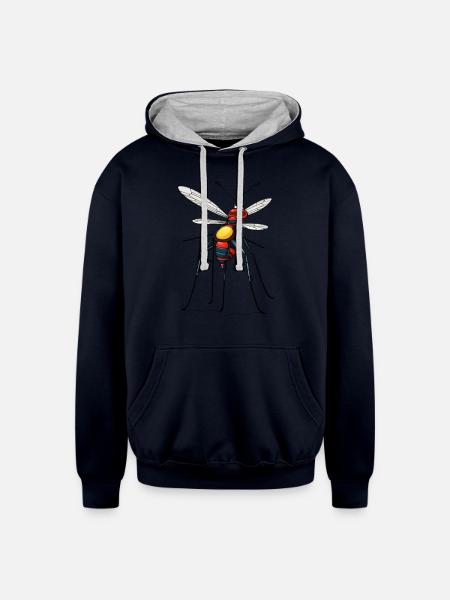 anoflix Mosquito - Unisex Contrast Hoodie - navy/heather gray