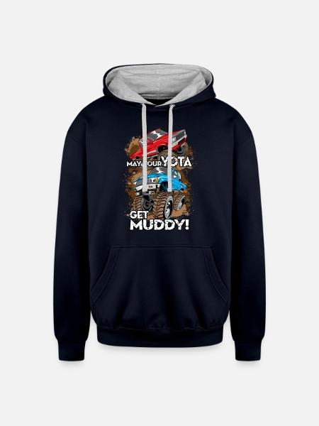 Toyota Trucks Get Muddy - Unisex Contrast Hoodie - navy/heather gray