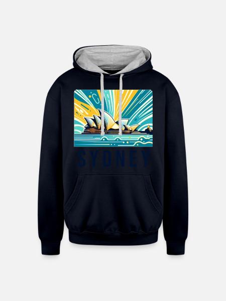 Sydney City - Unisex Contrast Hoodie - navy/heather gray