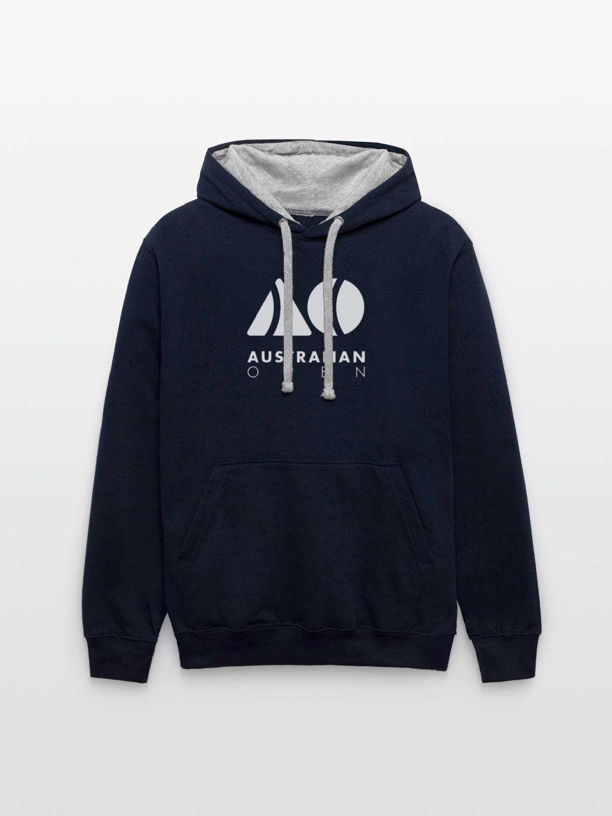 Australian Open Logo - Unisex Contrast Hoodie - navy/heather gray - Front