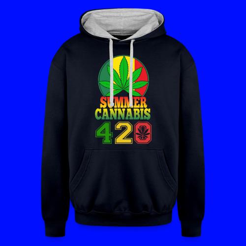 Enjoyable 420 Summer Smoker Weed Marijuana Design - Unisex Contrast Hoodie