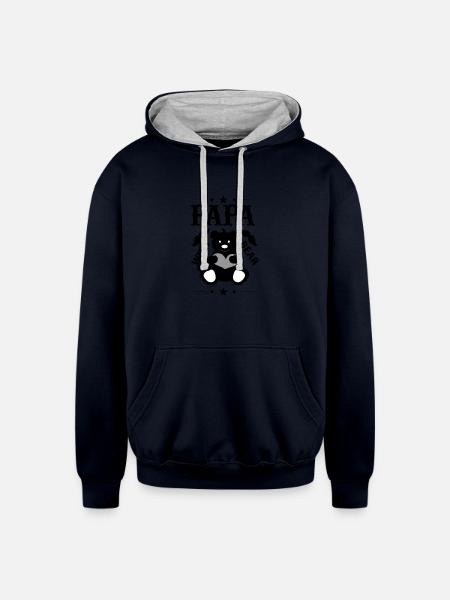 Papa Bear - Unisex Contrast Hoodie - navy/heather gray
