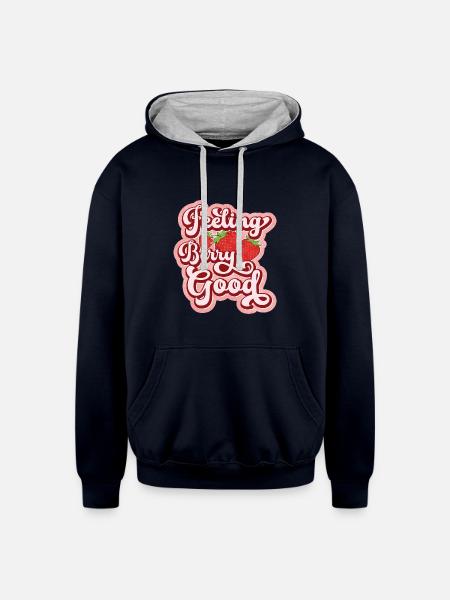 Feeling berry good - Unisex Contrast Hoodie - navy/heather gray