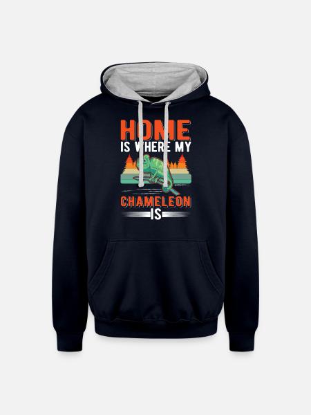 Chameleon Home - Unisex Contrast Hoodie - navy/heather gray
