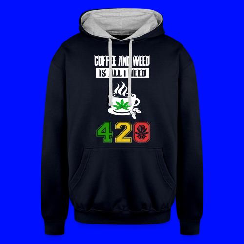 Laughable 420 Coffee Smoker Weed Marijuana Design - Unisex Contrast Hoodie