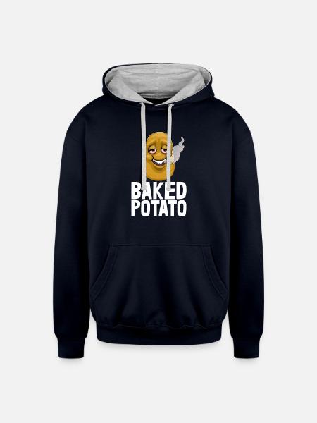 Baked Potato - Unisex Contrast Hoodie - navy/heather gray