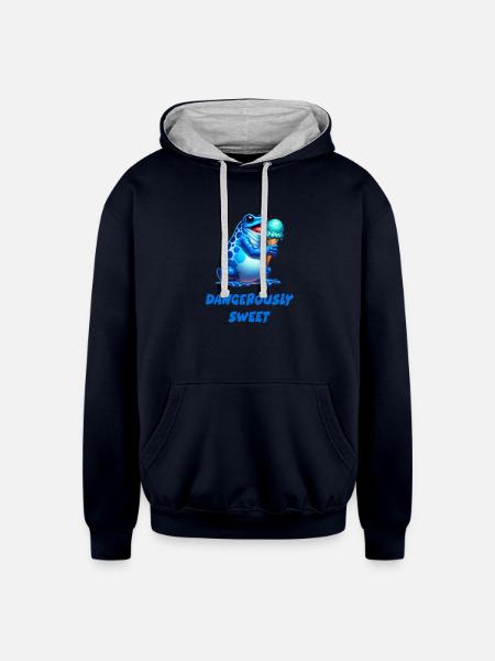 Poison dart frog - Unisex Contrast Hoodie - navy/heather gray
