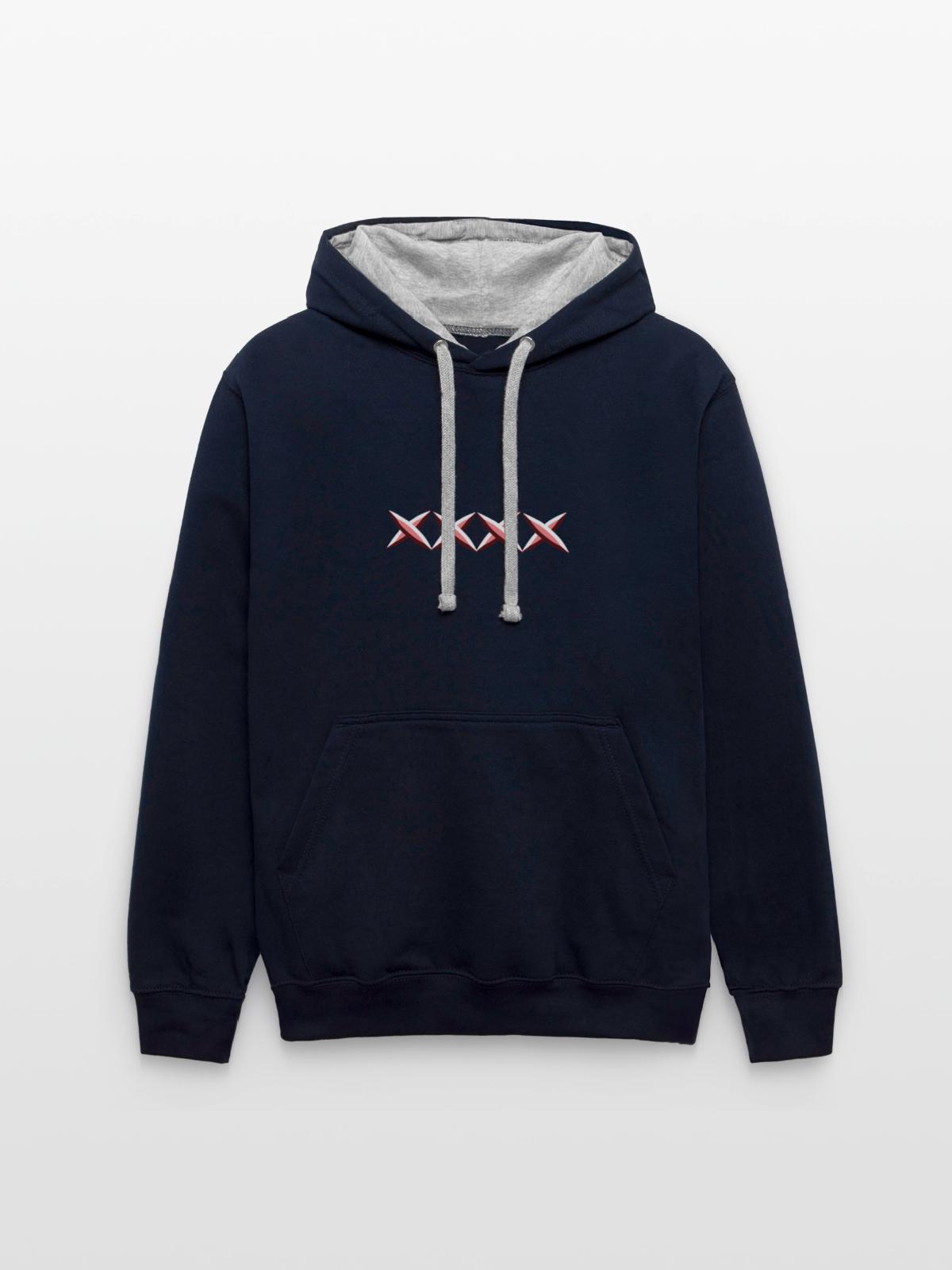 red crosses cross - Unisex Contrast Hoodie - navy/heather gray - Front