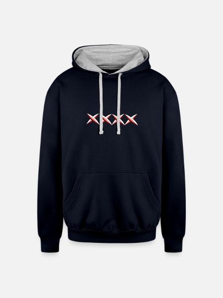 red crosses cross - Unisex Contrast Hoodie - navy/heather gray