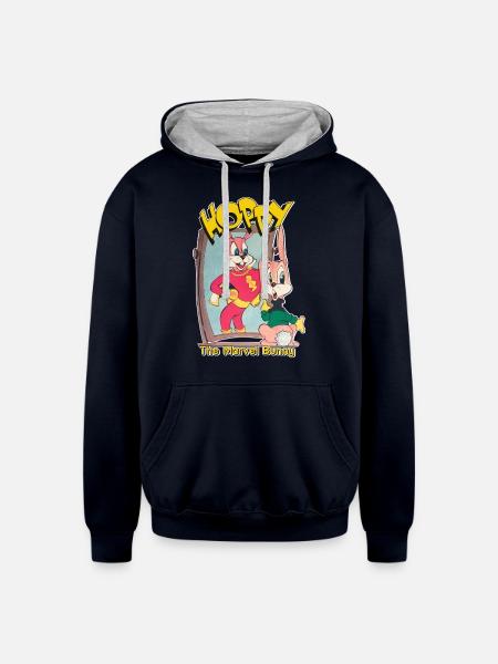 Hoppy the Marvel Bunny - Unisex Contrast Hoodie - navy/heather gray