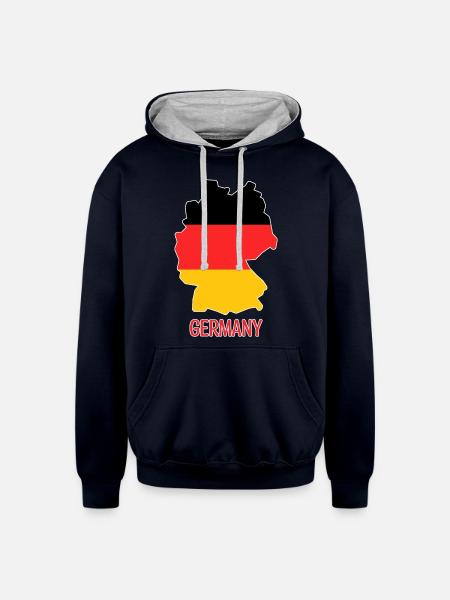 Germany - Unisex Contrast Hoodie - navy/heather gray