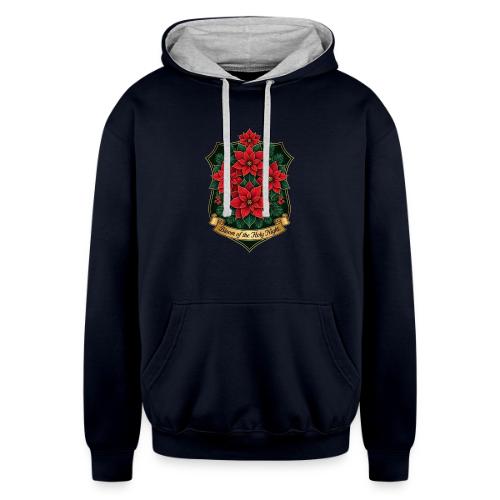 Poinsettia Crest T-Shirt - Unisex Contrast Hoodie