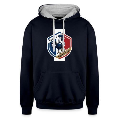 France Rooster T-Shirt, Bleu-Blanc-Rouge gift - Unisex Contrast Hoodie