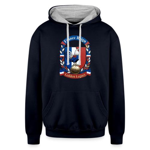 France Rooster Reign T-Shirt, Tricolore Pride Gift - Unisex Contrast Hoodie
