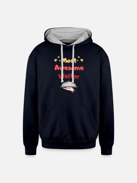 Most Awesome Waiter - Unisex Contrast Hoodie - navy/heather gray