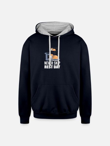 Never Skip Sleepyhead Gift - Unisex Contrast Hoodie - navy/heather gray