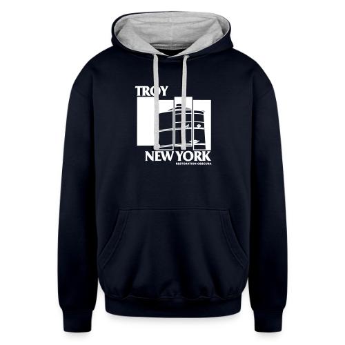 RO Troy, New York Flag Logo - Unisex Contrast Hoodie