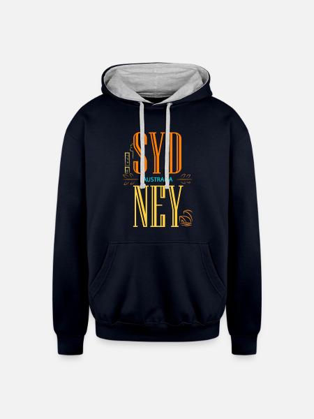 Sydney - Unisex Contrast Hoodie - navy/heather gray