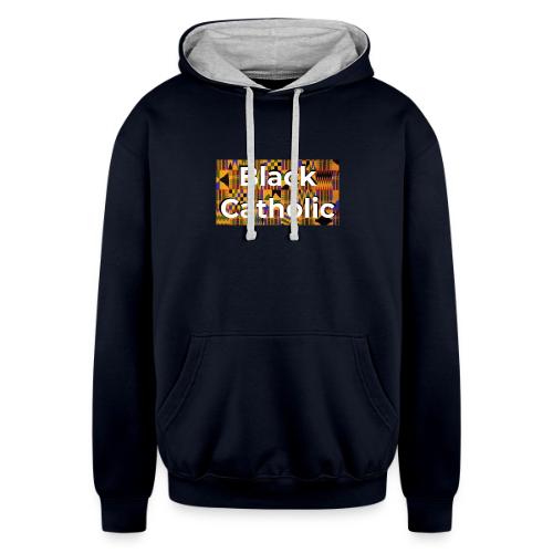 Kente Black Catholic Tee - Unisex Contrast Hoodie