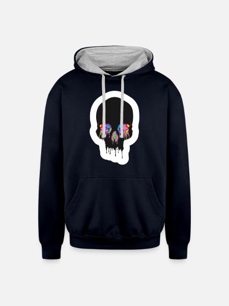 splash eyes skull - Unisex Contrast Hoodie - navy/heather gray