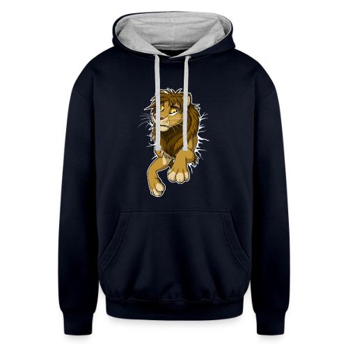 STUCK Lion (white cracks) - Unisex Contrast Hoodie