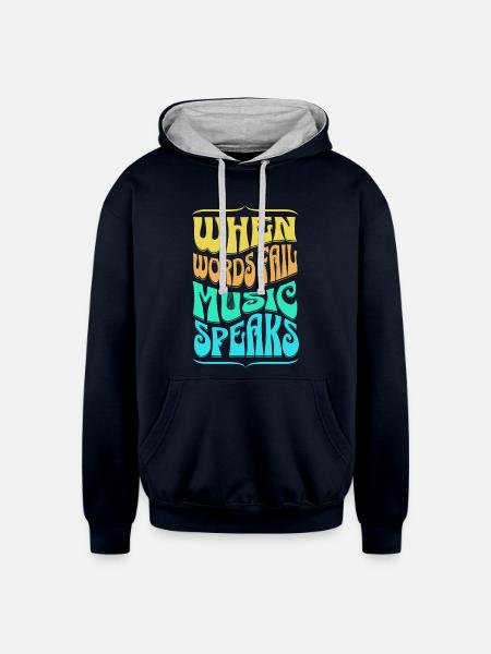 Music Speaks - Unisex Contrast Hoodie - navy/heather gray