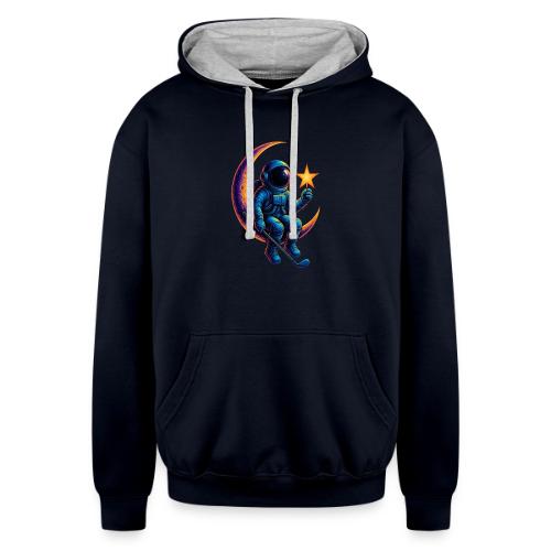 Unisex T-Shirt with Astronaut Design Premium - Unisex Contrast Hoodie