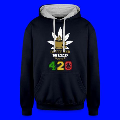 2024 420 Coffee & Smoke Weed Marijuana Design - Unisex Contrast Hoodie