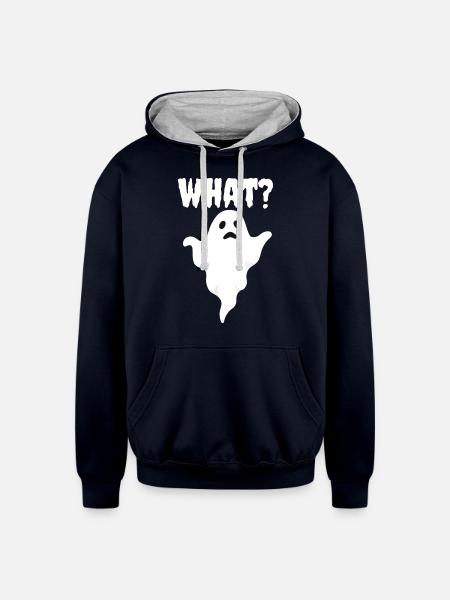 Halloween Ghost - Unisex Contrast Hoodie - navy/heather gray