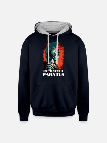 Latin Quote Roman Soldier - Unisex Contrast Hoodie - navy/heather gray