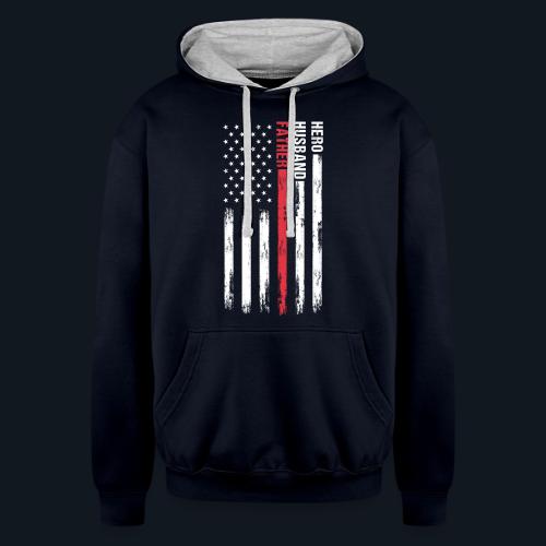 American Best Dad Hero Husband Father - Unisex Contrast Hoodie