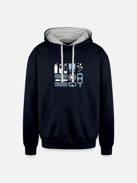 Scuba Diving - Unisex Contrast Hoodie - navy/heather gray