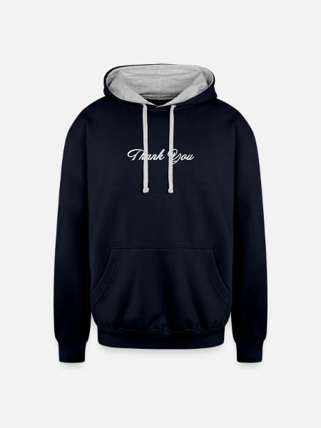 Thank You! - Unisex Contrast Hoodie - navy/heather gray